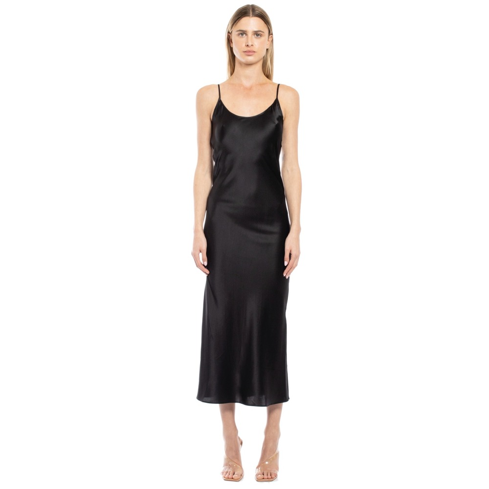 MOTHER OF ALL Kelly Dress Black Silk Maxi Slip Dress NWT Size Small